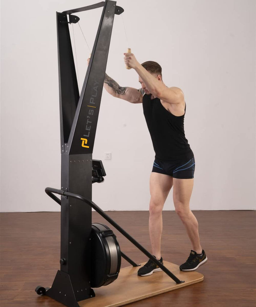 Let's Play Ski Machine, Rowing Machine For Full Body Workout At Home Gym Air Rowing Machine For Exercise With Floor Stand
