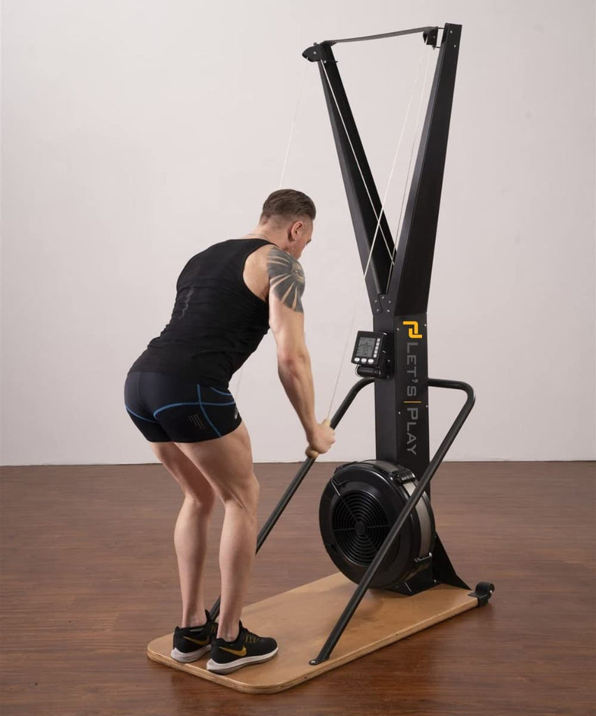 Let's Play Ski Machine, Rowing Machine For Full Body Workout At Home Gym Air Rowing Machine For Exercise With Floor Stand