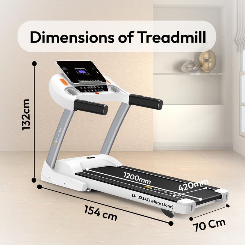 Let's Play® Automatic Auto Incline Treadmill for Home Foldable Use 6HP Peak AC Motor I 14.8 Km Max Speed Running Machine for Home, Semi Commercial Treadmill I Bluetooth Speaker, User Weight Max 140KG