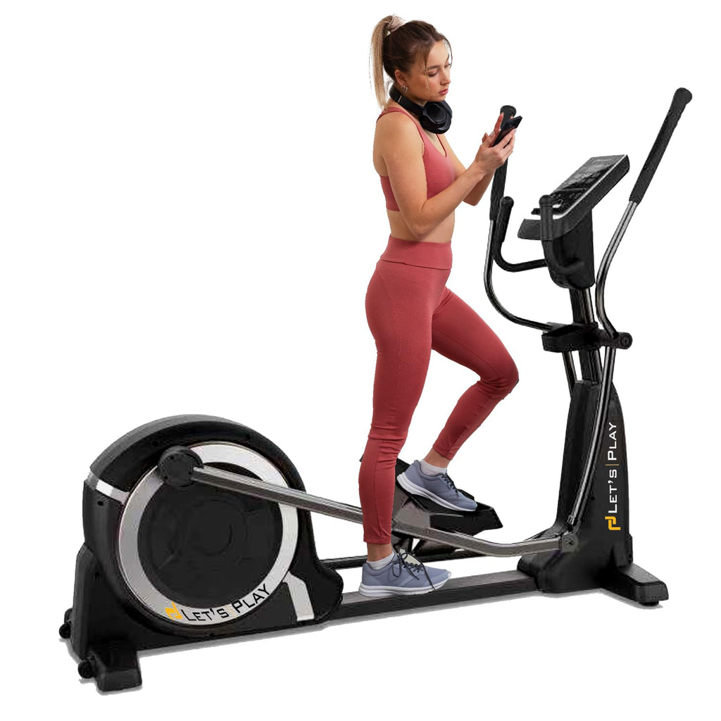 Let's Play® Coaster Commercial Upright Elliptical Cross Trainer for Home Gym Full Body Workout I 32 Level Magnetic Resistance I 36kg Flywheel I Max 150kg Weight