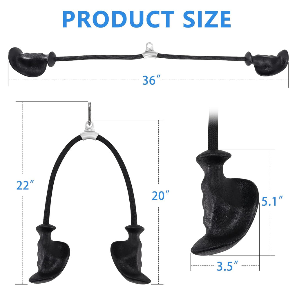 Let's Play Tricep Rope for Gym with Ergonomic Handles II 36 Inch Tricep Pull Down Rope for Cable Machine II Pulley System, Cable Attachment for Gym