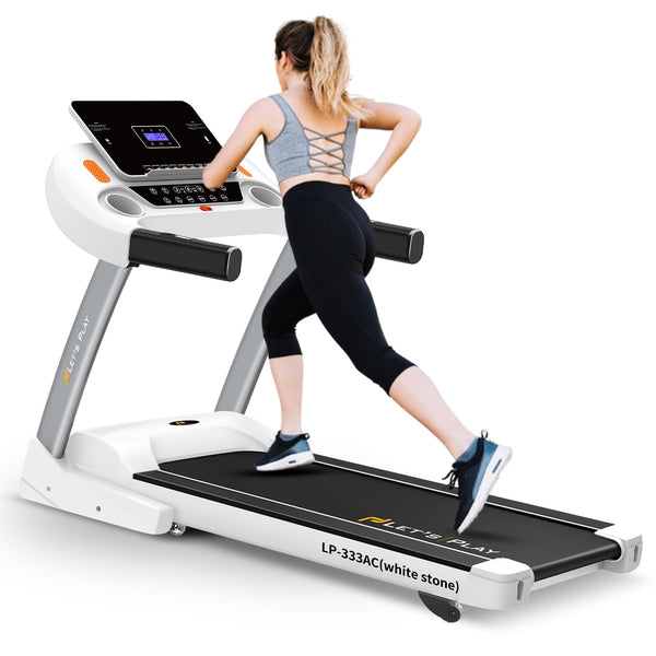 Let's Play® LP-333 6hp Automatic Auto Incline Treadmill for Home Foldable Use 6HP Peak AC Motor I 14.8 Km Max Speed Running Machine for Home I 12 Preset Program I Bluetooth Speaker, User Weight Max 140KG