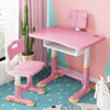 LET'S PLAY Kids Study Desk and Chair Set, Multifuncational Study Table 2-12 Years Kids (Pink)