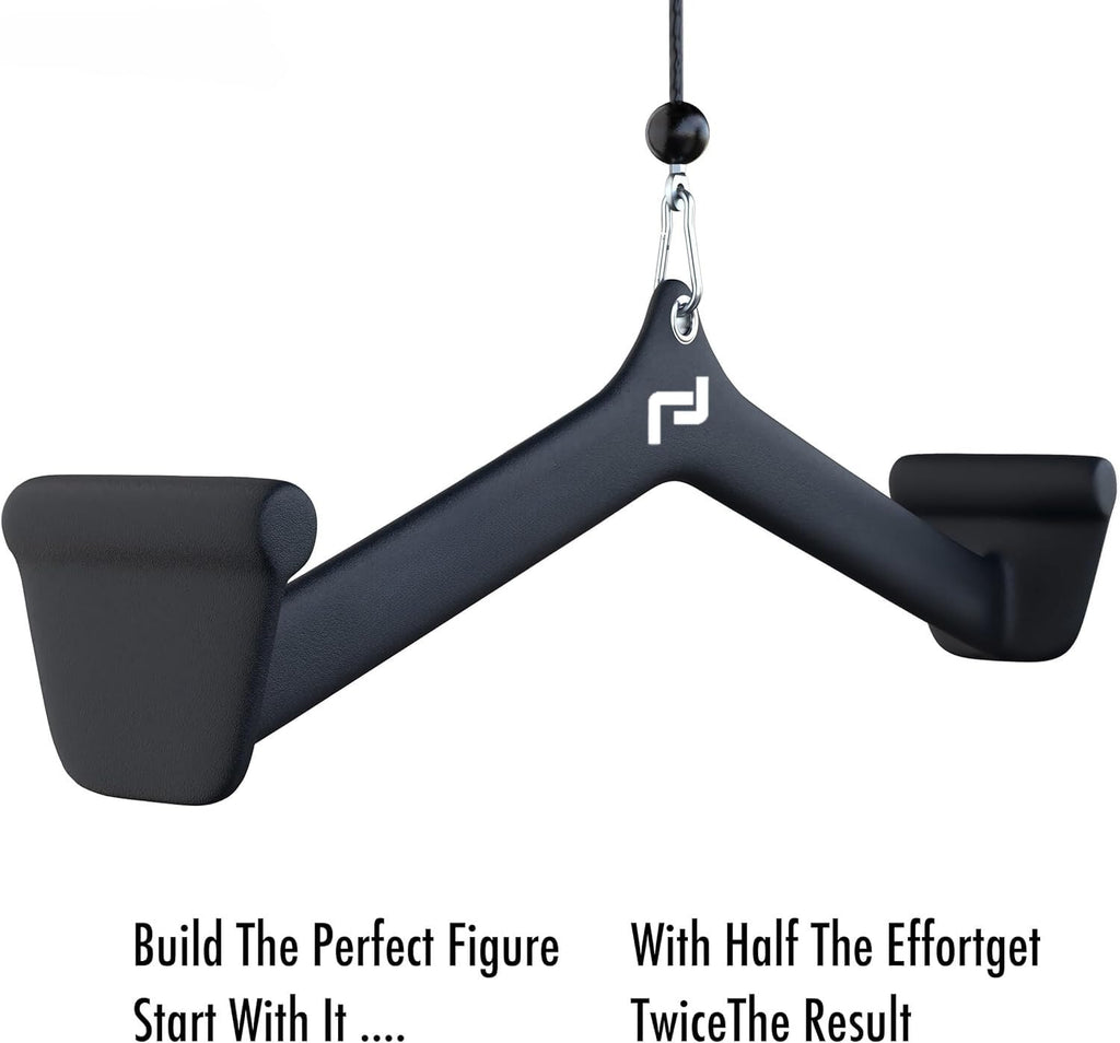 LET'S PLAY® LAT Pulldown & Tricep Press Down Cable Attachment, Handles for Cable Machines. Pull Down, Press Down, Row, Triceps, Biceps & Lats, V-Shaped Bar