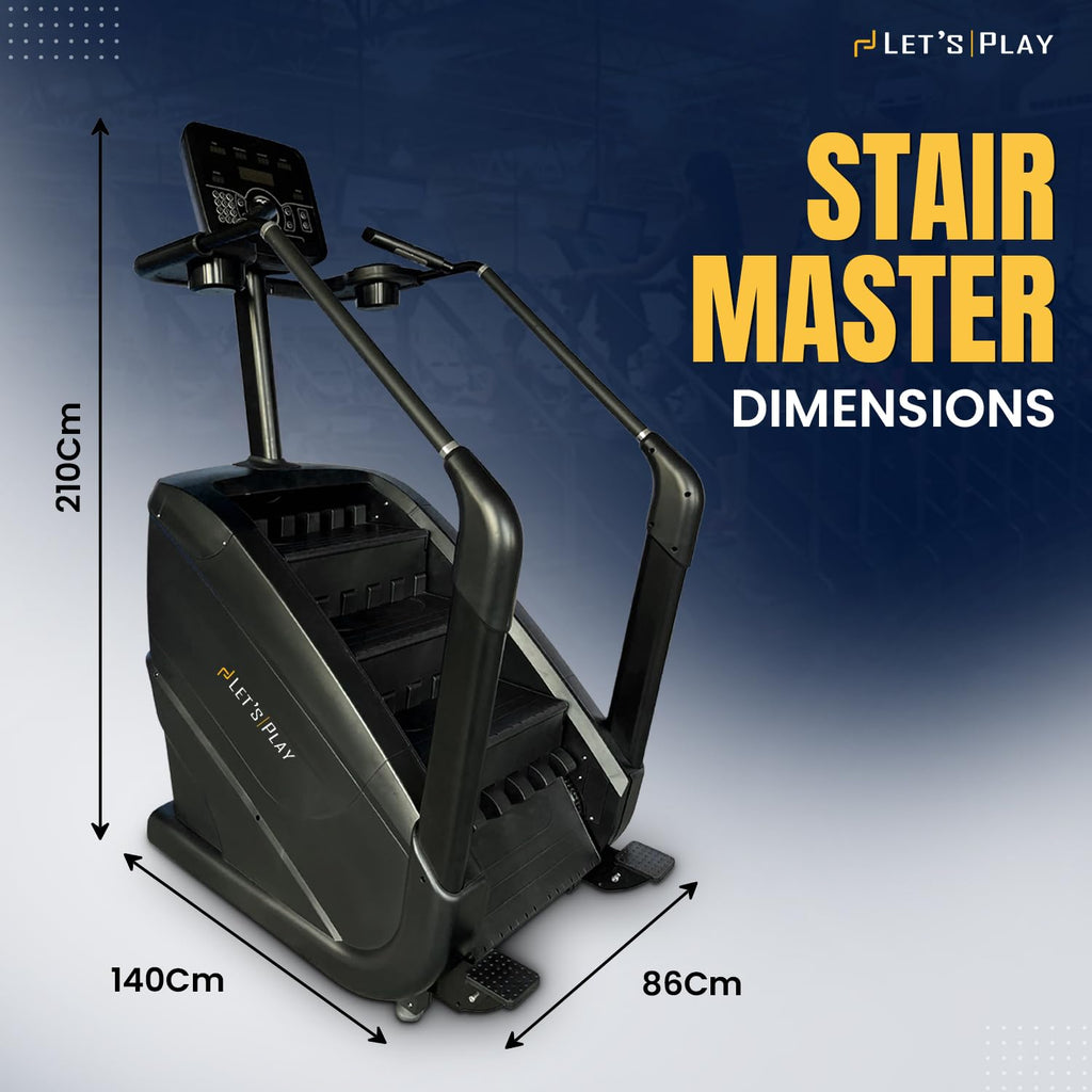 LET’S Play® Heavy Duty Stair Climber Stepper | Stair Master for Home & Commercial Gym Cardio | LCD Display, Climbing Mode, Heart Rate Monitor & 200Kg / 440Lbs Capacity for Full Body Workout