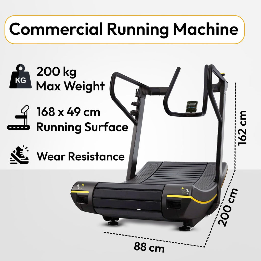 Let's Play® CSPEED Non-Motorized Curve Treadmill for Home Gym, Commercial Running Machine with 6 Resistance Level, Digital Display, 200Kg User Weight Support