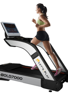 Let's Play LP Bold 7000 Foldable Treadmill: 200kg Capacity, 20-Level Auto Incline & LED Display for Home Fitness