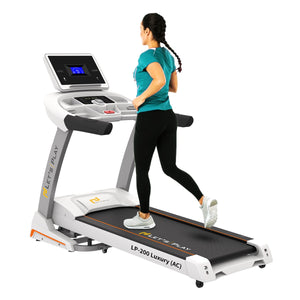 Let's Play Lp-200 Semi Commercial 6hp Peak Ac Motor Treadmill for Home Gym, 15 Level Auto Incline Foldable Running Machine, Max 160kg Max User Weight, Top Speed 18km/hr [5 Year Motor Warranty]